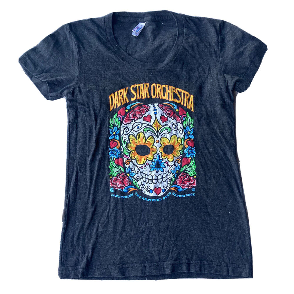 Dark Star Orchestra Sz Small T Shirt Grateful Dead Cover Band Grey Sugar Skull